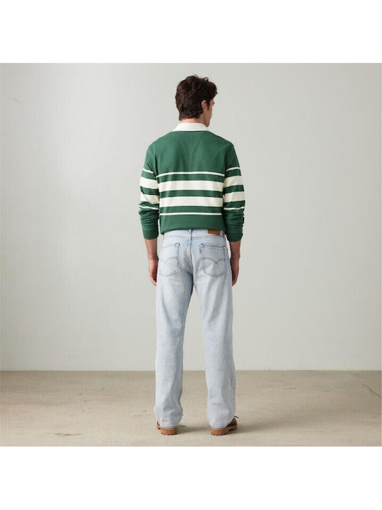 555 Ανδρικό Παντελόνι Τζιν με Relaxed Straight Εφαρμογή Γαλάζιο