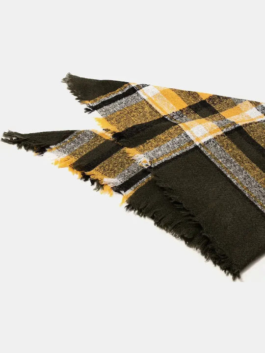 Triangular Plaid Scarf Khaki Khaki