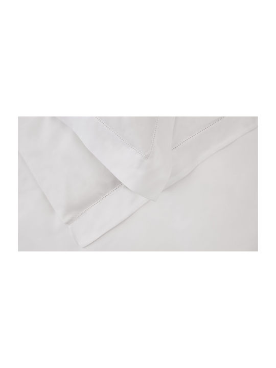 Valeria Home Set Husă de Pilotă Dublă cu 2 Fețe de Pernă 200x200 Cearșafuri din bumbac satinat egiptean Alb