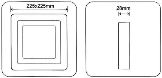 Vertieftes LED-Panel 24W 22,5x22,5cm 2Stück Vertieftes LED-Panel 24W 22,5x22,5cm 2Stück