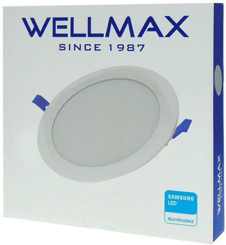 Wellmax Rundes Vertieftes LED-Panel 24W mit Kaltweißem Licht 6500K 22,5 cm 2 Stück