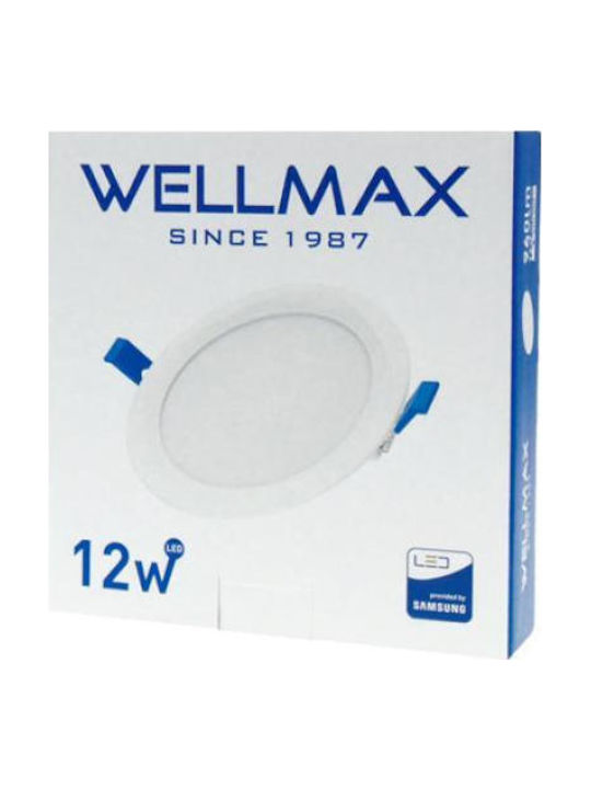 Wellmax Round Recessed LED Panel 12W with Cool White Light 6500K 17cm 2pcs