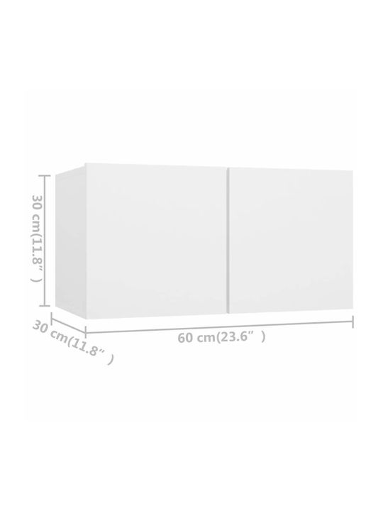 Wall Living Room Cabinet made of Particle Board White 60x30x30cm