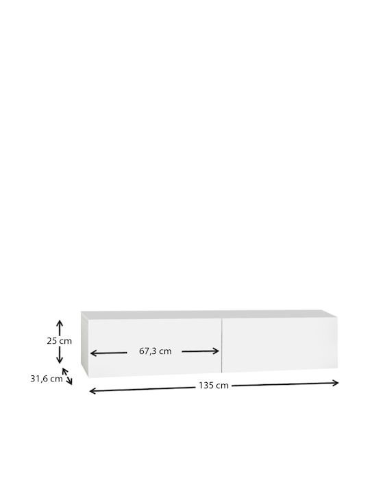 Έπιπλο Τηλεόρασης Aristo με Φωτισμό LED Λευκό Μ135xΠ31.6xΥ25cm