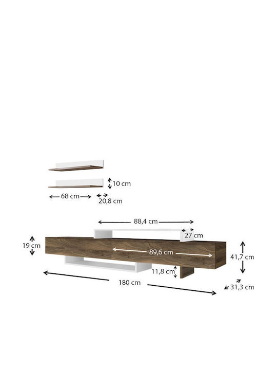 TV Stand Nirvana Walnut - White L180xD31.3xH41.7cm