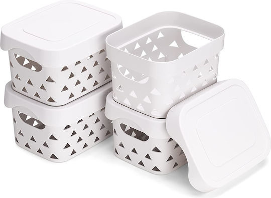 Navaris Plastic Storage Box with Lid Gray 22x17.5x13cm 4pcs