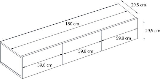 Телевизионно Мебелче Damla с LED Осветление Sapphire Oak Дължина 180xДълбочина 29.5xВисочина 29.5см