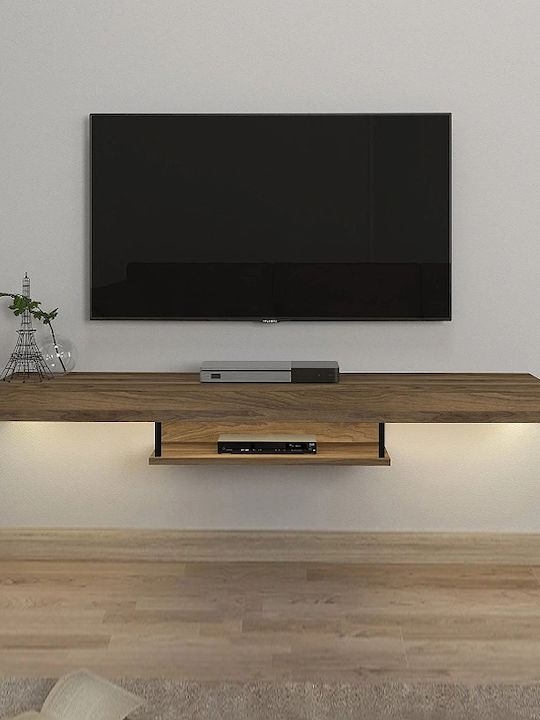TV Stand Albares with LED Lighting Walnut L150xW29.6xH22cm
