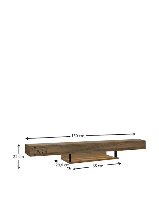 TV Stand Albares with LED Lighting Walnut L150xW29.6xH22cm