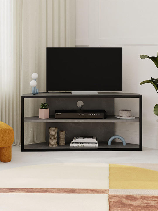 Echo Cornered TV Stand Made of Metal & Wood Gray Retro L98xD37xH45cm