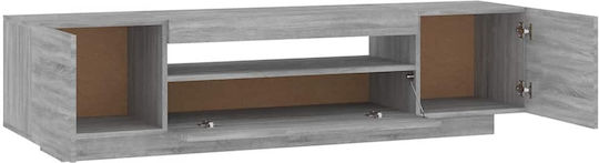 TV Stand Wooden with LED Lighting Grey Concrete L160xW35xH40cm