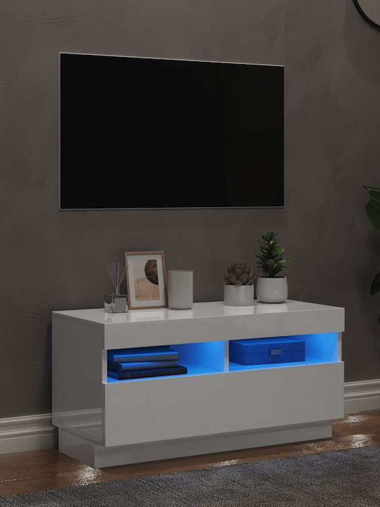 TV Stand with LED Lighting White L80xD35xH40cm
