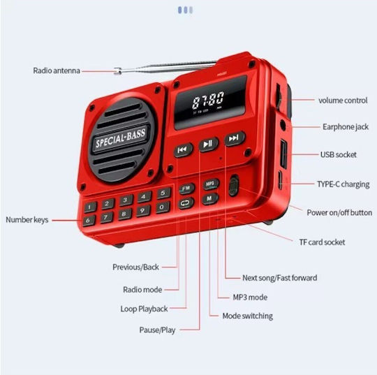 11p-27331 mit Bluetooth und USB Rot