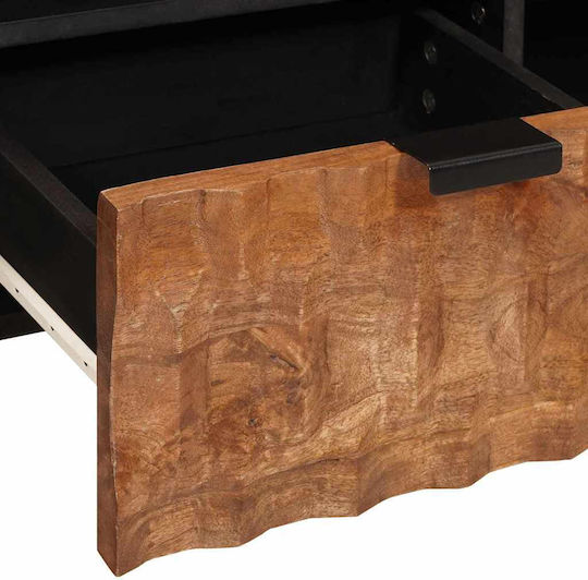 TV Stand Made of Metal and Solid Oak Wood Brown Finish M100xDepth33.5xHeight46cm