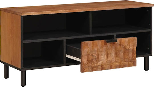 TV Stand Made of Metal and Solid Oak Wood Brown Finish M100xDepth33.5xHeight46cm