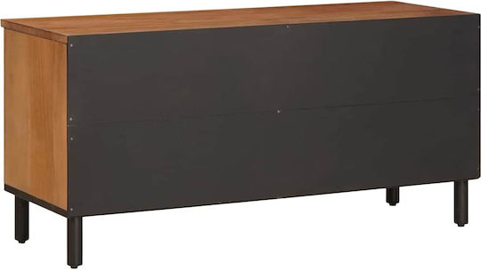 TV Stand Made of Metal and Solid Oak Wood Brown Finish M100xDepth33.5xHeight46cm