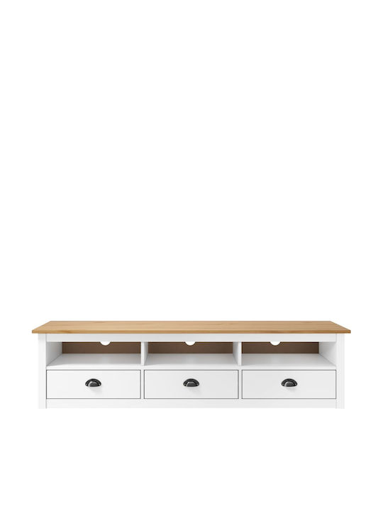 TV Stand Hill Made of Solid Wood White M158xD40xH47cm