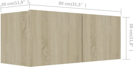 Wall Living Room Cabinet made of Particle Board Sonoma 80x30x30cm