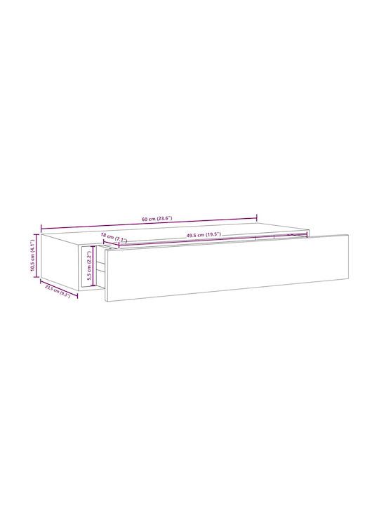 Ράφια Τοίχου Δρυς 2τμχ (2τμχ) 60x23.5x10εκ.