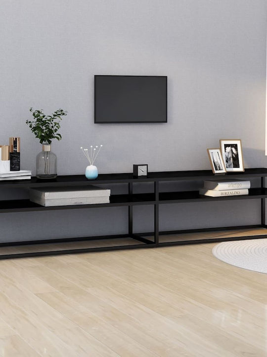 TV-Ständer aus Metall & Glas Schwarz M200xT40xH40,5cm