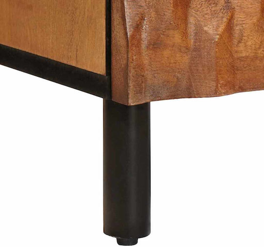 vidaXL Bedside Tables Made of Solid Mango Wood and Glass Set of 2 40x33.5x46cm