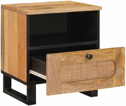 vidaXL Bedside Tables Made of Solid Mango Wood and Glass Set of 2 40x33x46cm