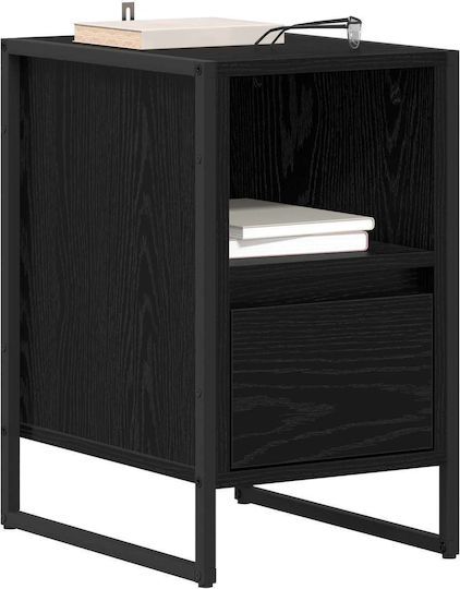 Wooden Bedside Tables Black Set of 2 39.5x30x50cm