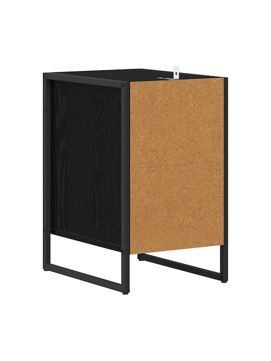 Wooden Bedside Table Black 39.5x30x50cm
