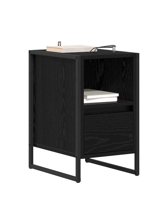 Wooden Bedside Table Black 39.5x30x50cm