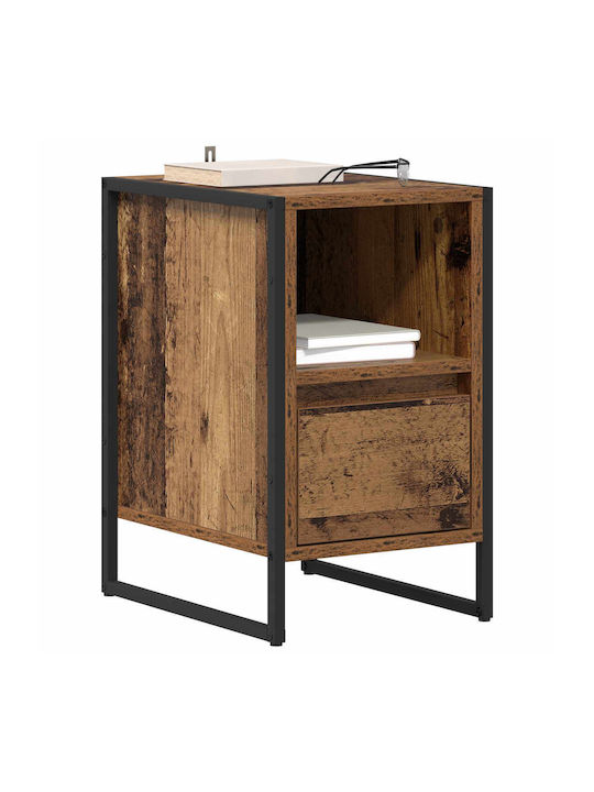 Wooden Bedside Table Brown 39.5x30x50cm
