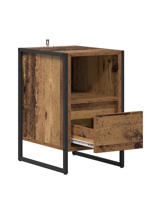 Wooden Bedside Table Brown 39.5x30x50cm