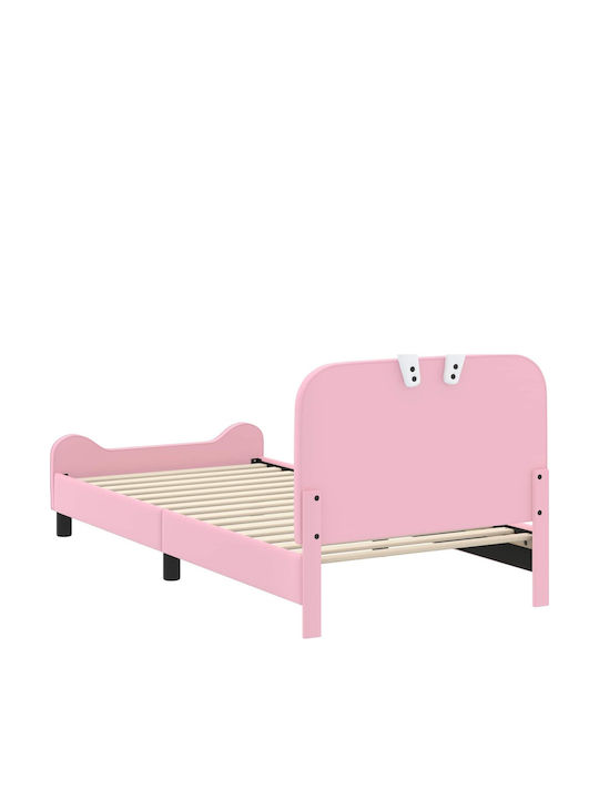 Pat pentru Copii Clasic Single cu Spațiu de Depozitare Roz pentru Saltea 90x200cm