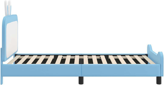 Kinderbett Klassisch Einzeln Blau für Matratze 90x200cm