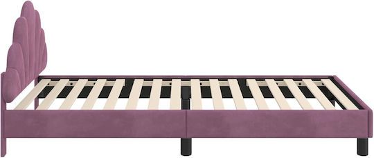 Kinderbett Einzeln mit Stauraum Lila für Matratze 80x200cm