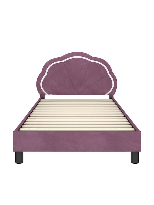 Kids Bed Single Purple for Mattress 80x200cm