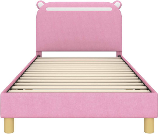 Pat pentru Copii Single Roz pentru Saltea 90x200cm