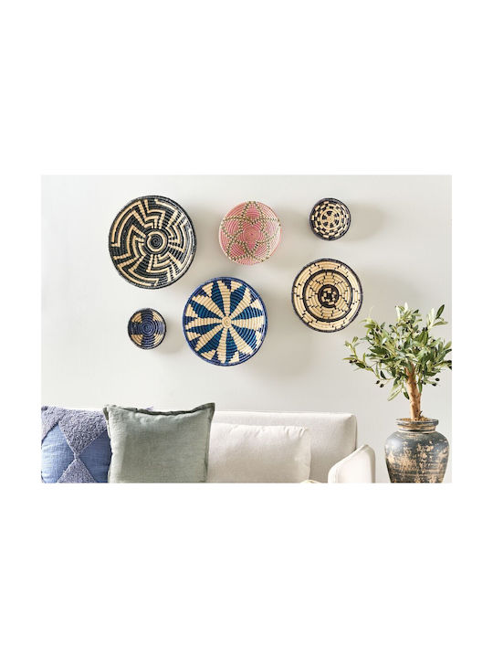Beliani Set of 6 Multicolored Seagrass Wall Decorations Hoabinh