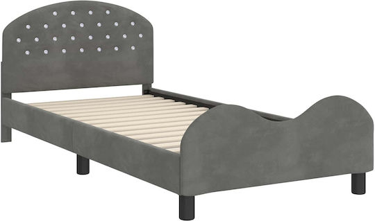 Kids Bed Classic Single with Storage Space Grey for Mattress 90x190cm