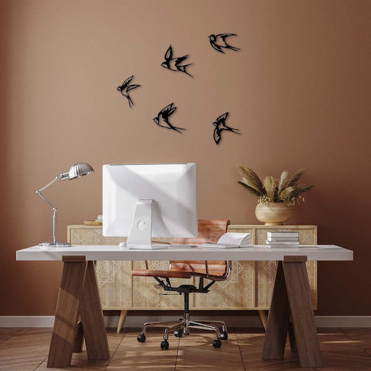 Megapap Decorative Black Swallows Silhouette Made of Metal 19x19cm 5 Pieces