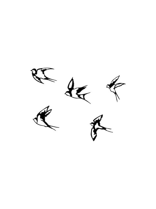 Megapap Decorative Black Swallows Silhouette Made of Metal 19x19cm 5 Pieces