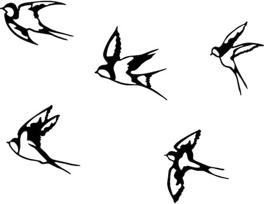 Megapap Decorative Black Swallows Silhouette Made of Metal 19x19cm 5 Pieces
