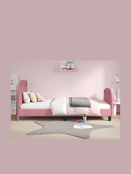 Kids Bed Single Pink for Mattress 90x200cm