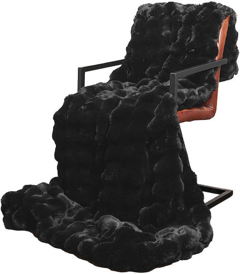 vidaXL Furry Double Bed Blanket 240x270cm Black