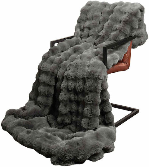 vidaXL Furry Blanket Double Size 240x270cm Dark Gray