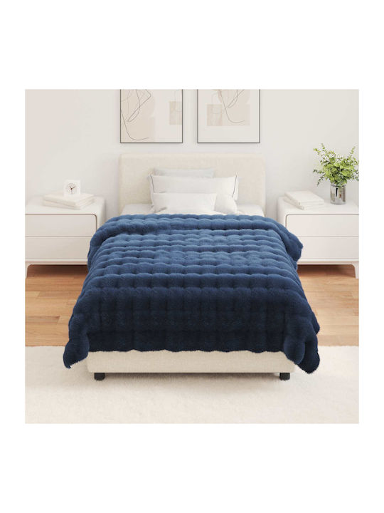 vidaXL Pătură Blănoasă Pentru Canapea 130x150cm Albastru Marin