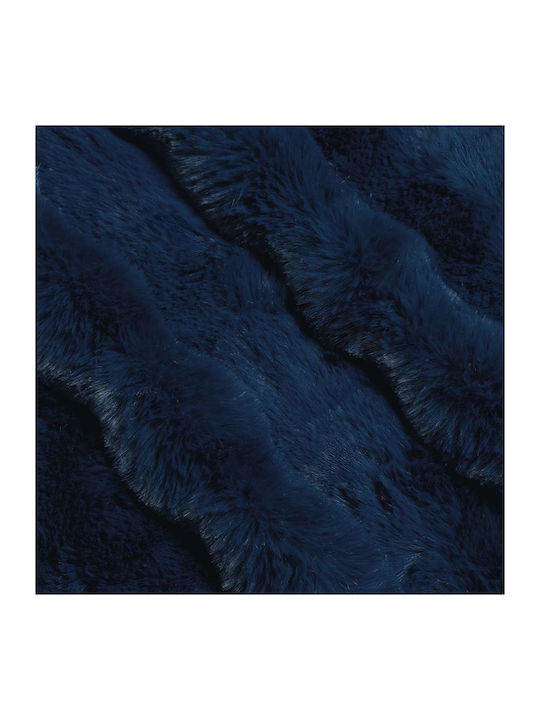 vidaXL Pătură Blănoasă Pentru Canapea 130x150cm Albastru Marin