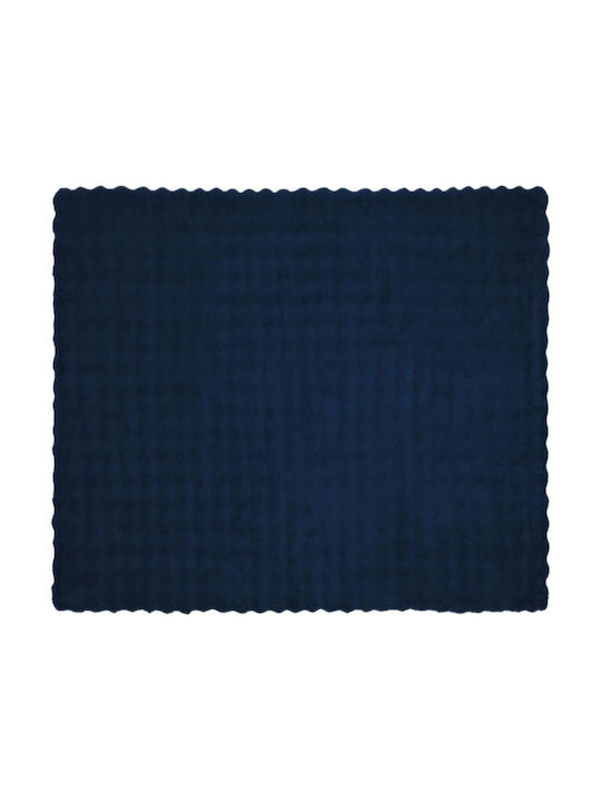 vidaXL Pătură Blănoasă Pentru Canapea 130x150cm Albastru Marin