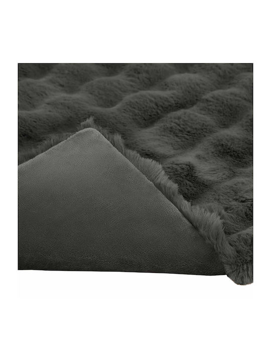 vidaXL Furry Single Blanket 150x220cm Dark Gray