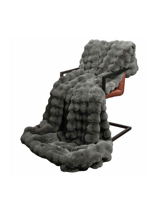 vidaXL Furry Single Blanket 150x220cm Dark Gray