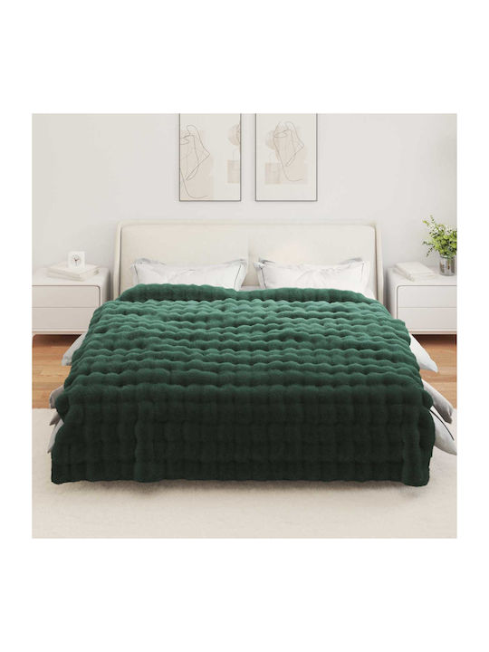 vidaXL Pelzige Decke Übergröße 220x240cm Dunkelgrün